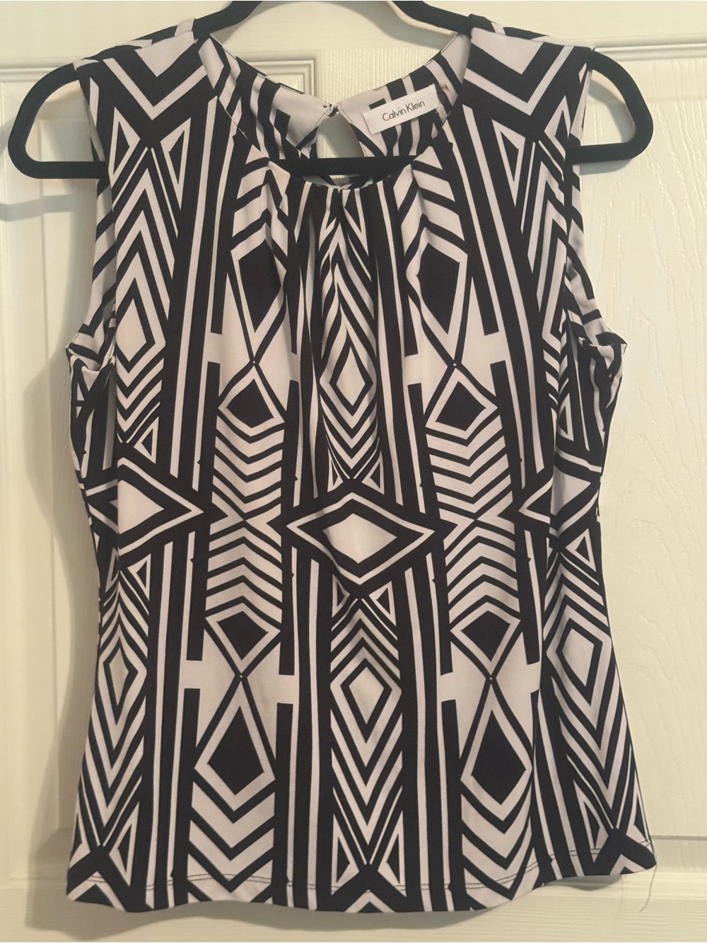 Calvin Klein Black and White Zebra-Stripe Blouse